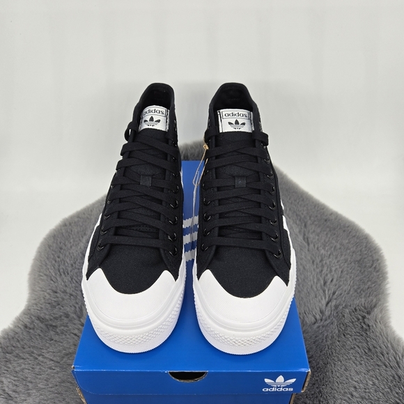 adidas Nizza Platform Mid — Core Black / Cloud White Women's Shoes Size 7.5 New - Picture 2 of 7